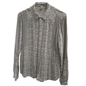 Forever 21 Green Patterned Blouse SZ M